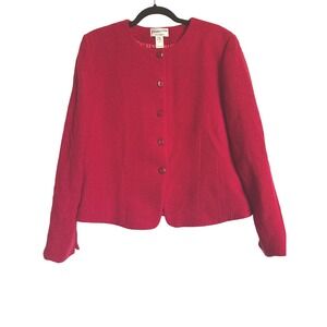 Pendleton Vintage Red Wool Cropped‎ Blazer Womens Size 16 Holiday Classic